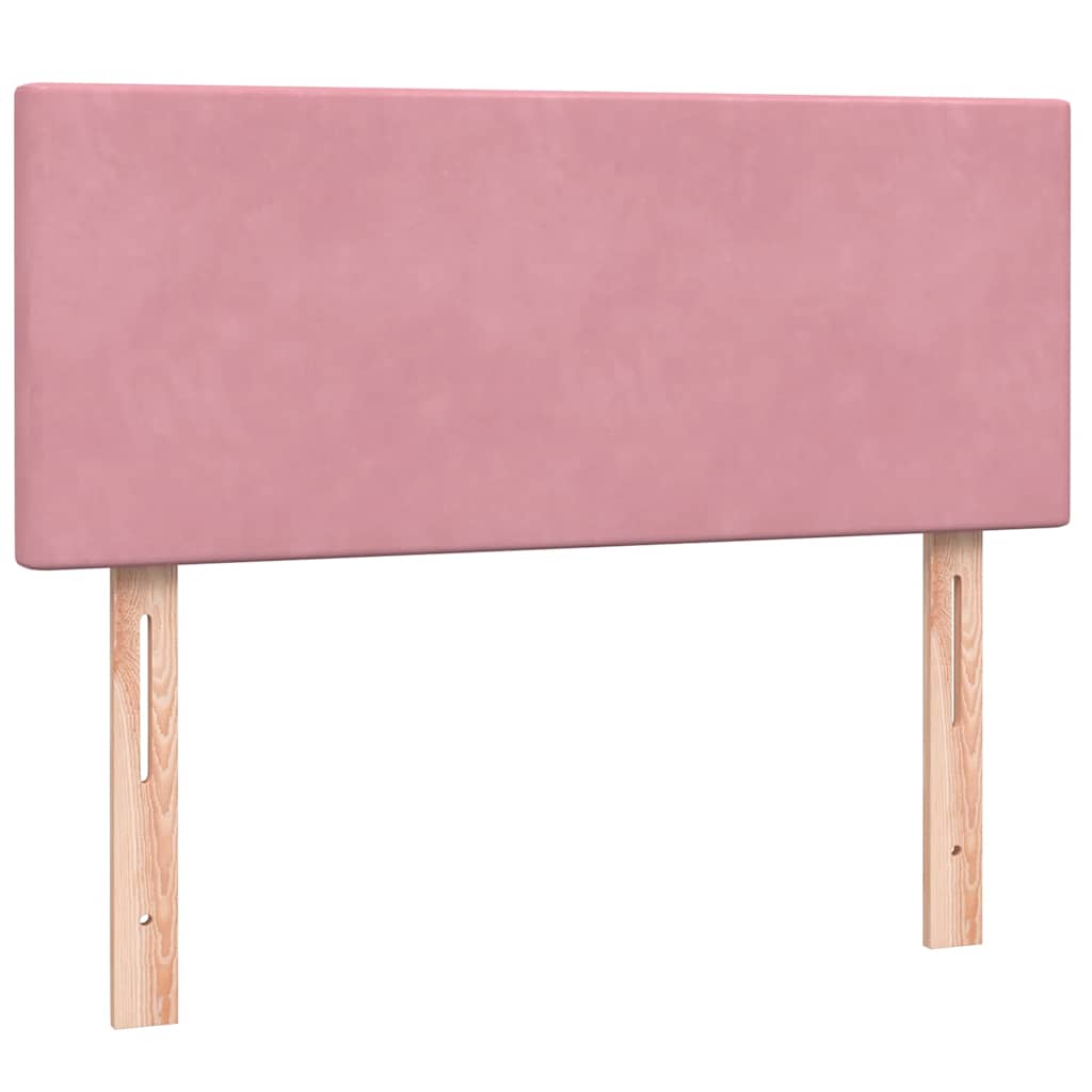 vidaXL Κρεβάτι Boxspring με Στρώμα & LED ροζ 120x220 cm Βελούδινο