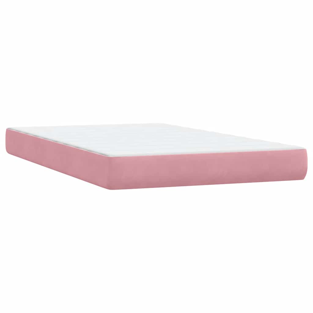 vidaXL Κρεβάτι Boxspring με Στρώμα & LED ροζ 120x220 cm Βελούδινο