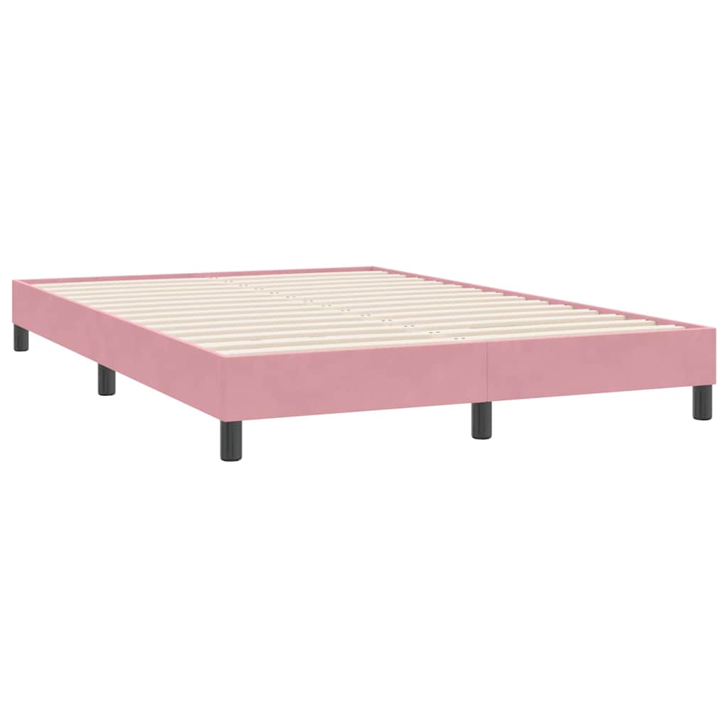 vidaXL Κρεβάτι Boxspring με Στρώμα & LED ροζ 140x220 cm Βελούδινο