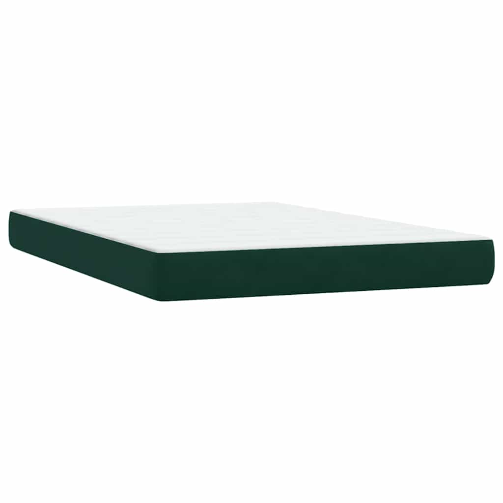 vidaXL Κρεβάτι Boxspring με Στρώμα & LED σκούρο πράσινο 160x220cm Βελούδινο