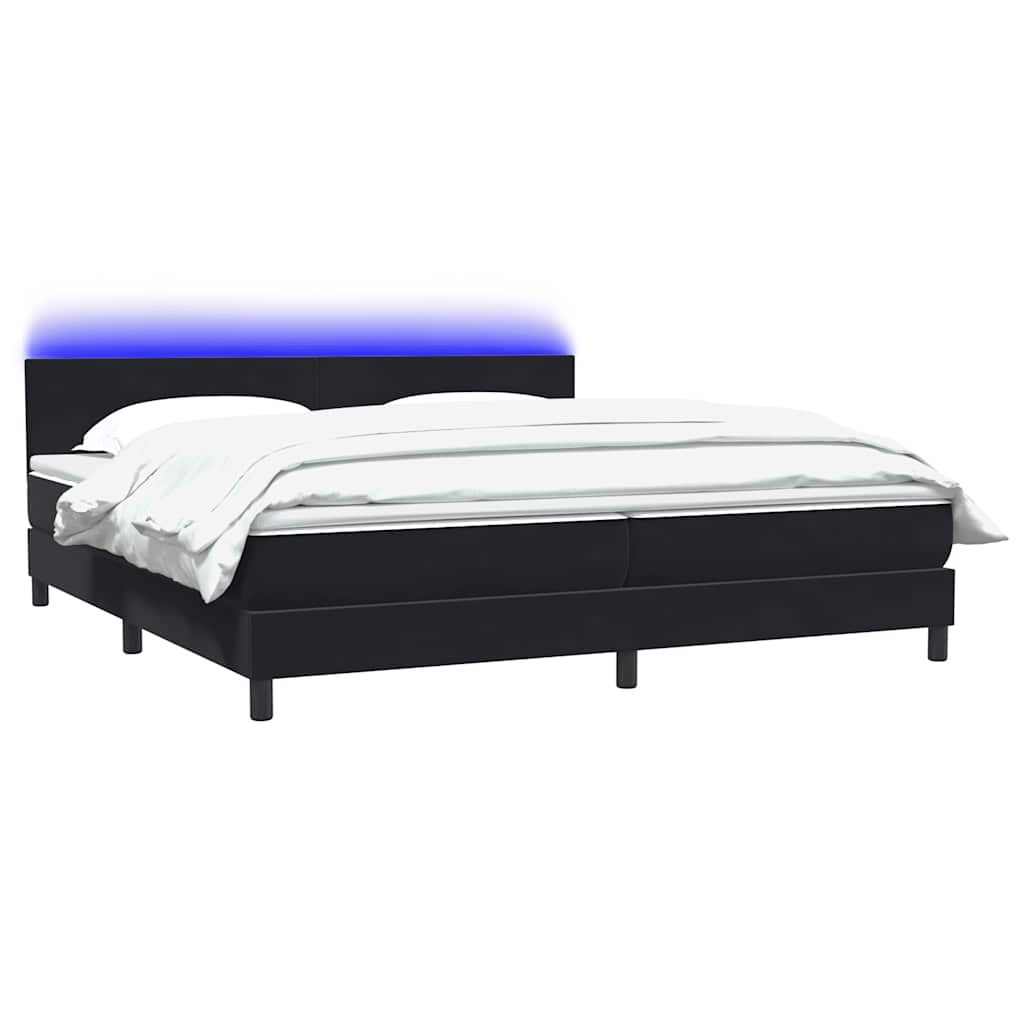 vidaXL Κρεβάτι Boxspring με Στρώμα & LED Μαύρο 180x220 cm Βελούδινο