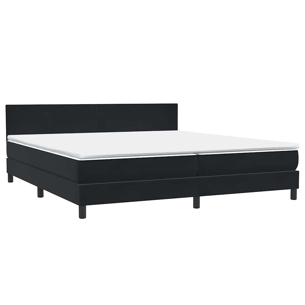 vidaXL Κρεβάτι Boxspring με Στρώμα & LED Μαύρο 180x220 cm Βελούδινο
