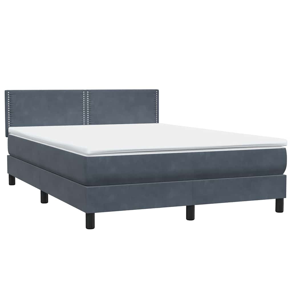 vidaXL Κρεβάτι Boxspring με Στρώμα & LED Σκούρο Γκρι 160x210 εκ. Βελούδινο
