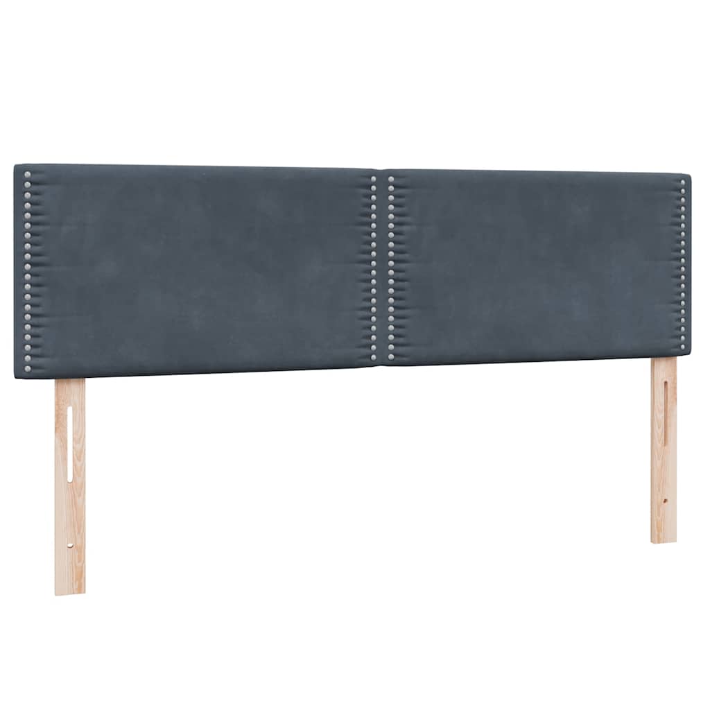 vidaXL Κρεβάτι Boxspring με Στρώμα & LED Σκούρο Γκρι 160x210 εκ. Βελούδινο