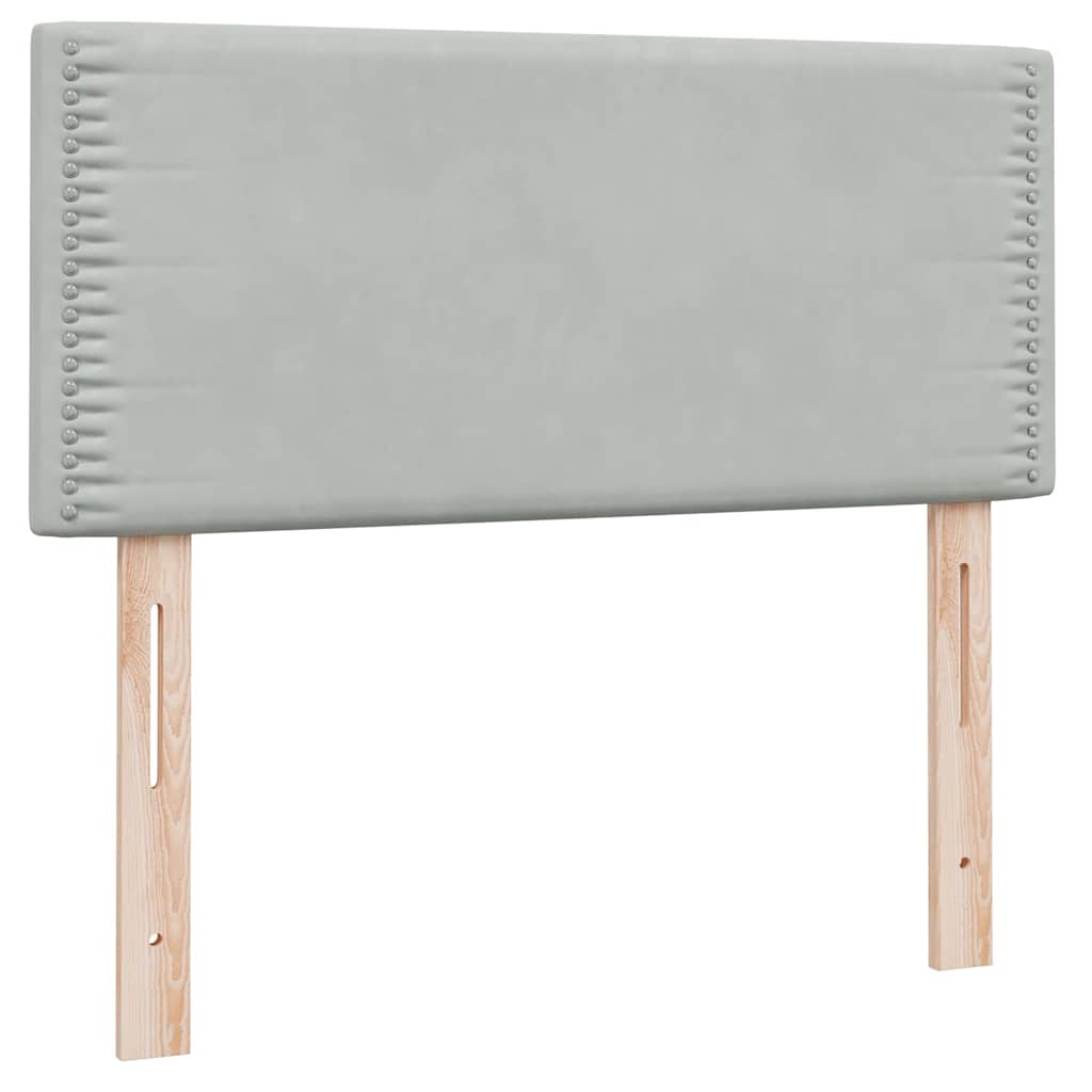 vidaXL Κρεβάτι Boxspring με Στρώμα & LED ανοιχτό γκρι 80x220 cm Βελούδινο