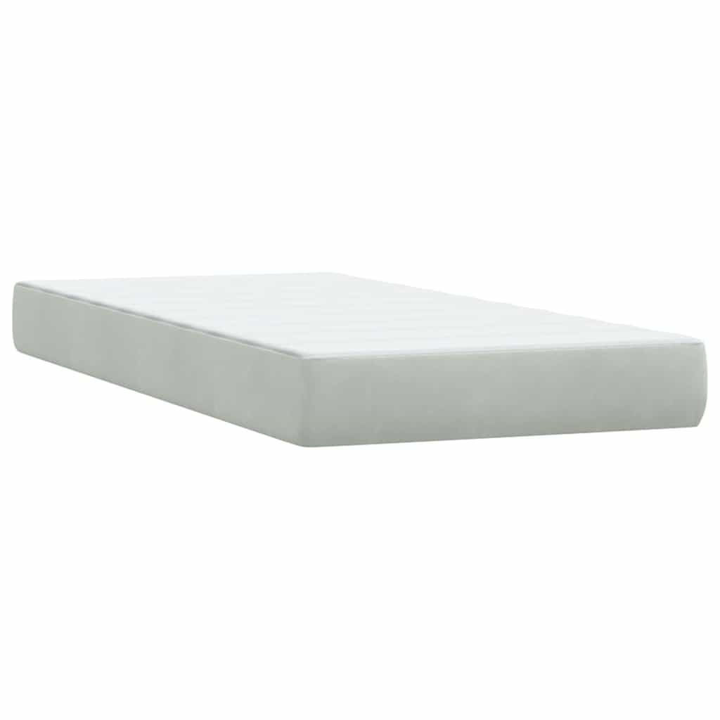 vidaXL Κρεβάτι Boxspring με Στρώμα & LED ανοιχτό γκρι 80x220 cm Βελούδινο