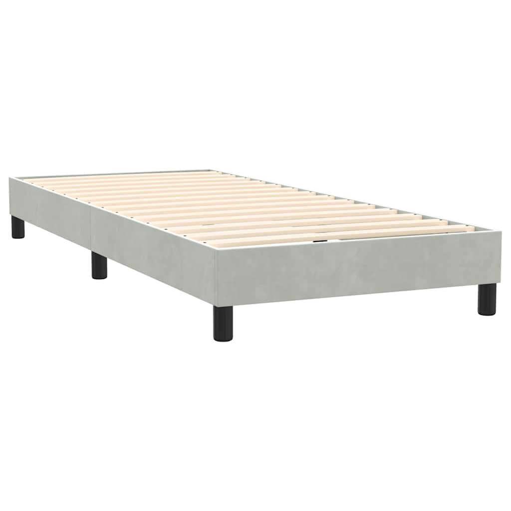 vidaXL Κρεβάτι Boxspring με Στρώμα & LED ανοιχτό γκρι 90x220 εκ. Βελούδινο