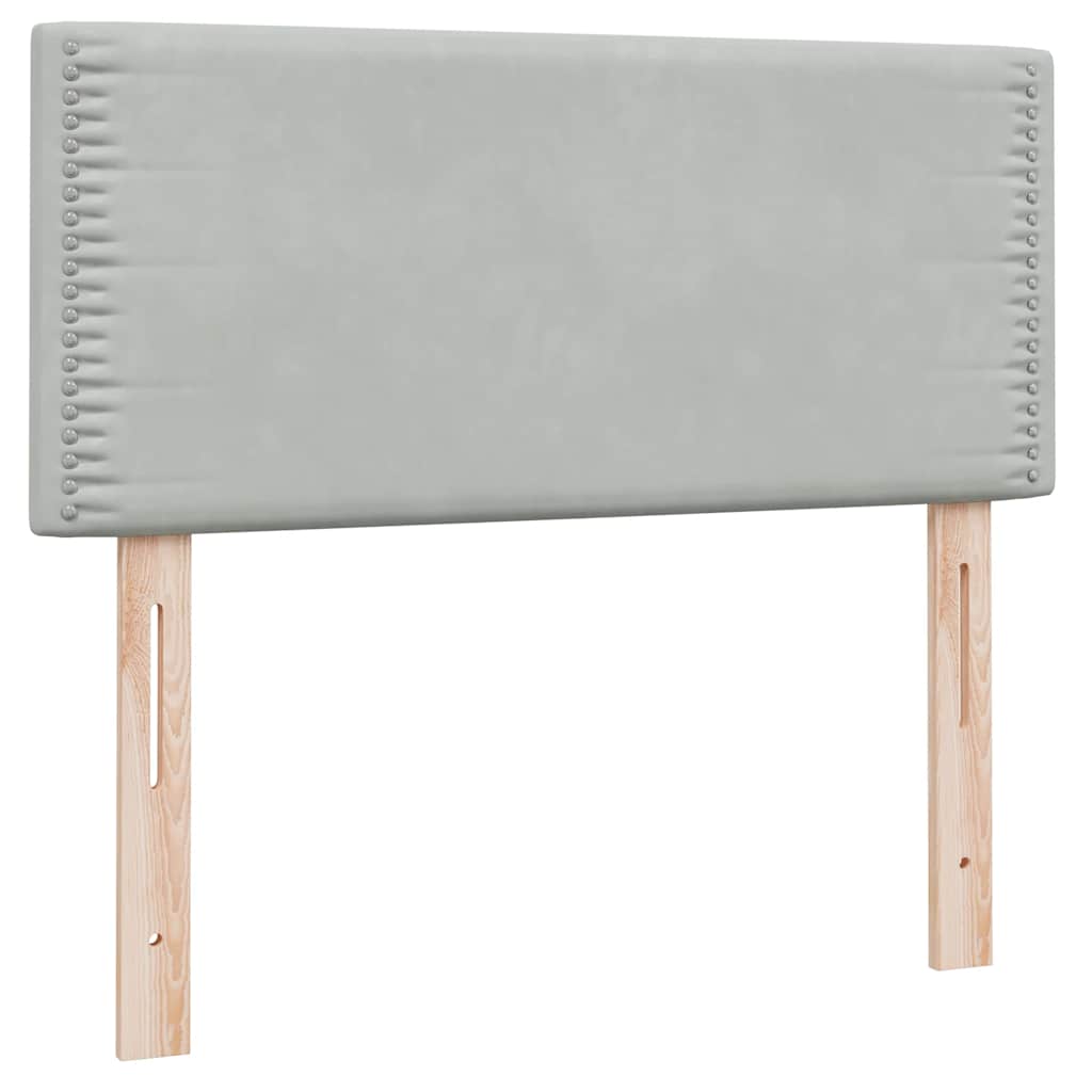 vidaXL Κρεβάτι Boxspring με Στρώμα & LED ανοιχτό γκρι 90x220 εκ. Βελούδινο