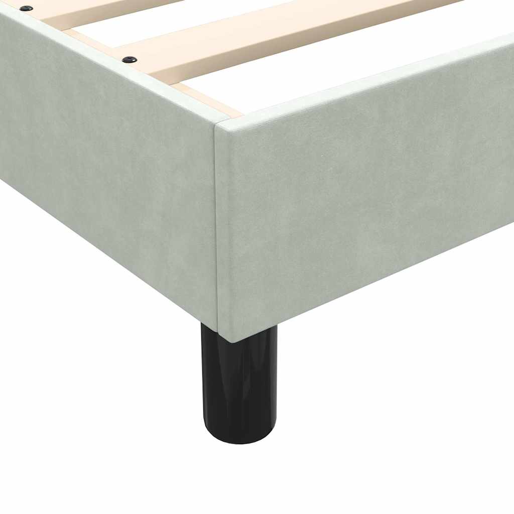 vidaXL Κρεβάτι Boxspring με Στρώμα & LED ανοιχτό γκρι 90x220 εκ. Βελούδινο
