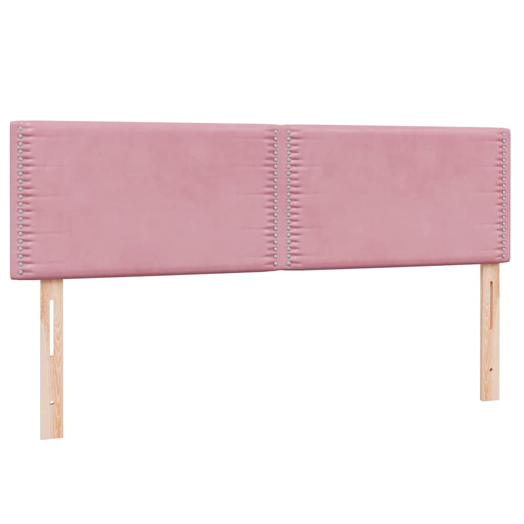 vidaXL Κρεβάτι Boxspring με Στρώμα & LED ροζ 160x220 cm Βελούδινο