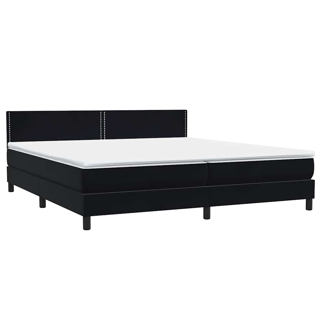 vidaXL Κρεβάτι Boxspring με Στρώμα & LED Μαύρο 180x220 cm Βελούδινο