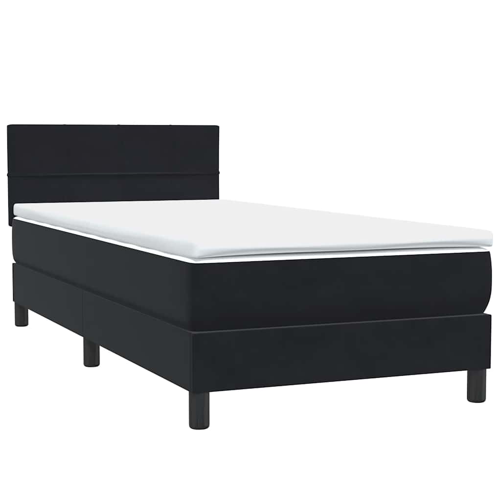 vidaXL Κρεβάτι Boxspring με Στρώμα & LED Μαύρο 90x210 εκ. Βελούδινο