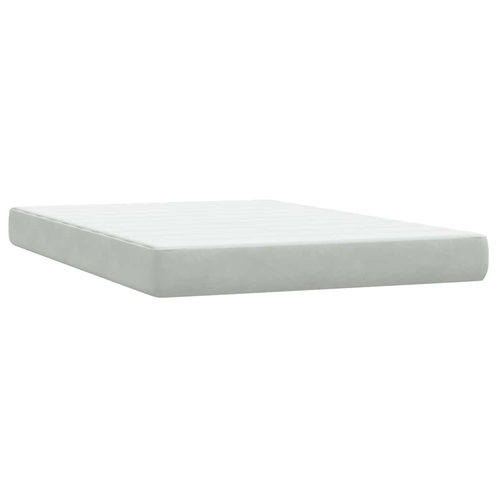 vidaXL Κρεβάτι Boxspring με Στρώμα & LED Ανοιχτό Γκρι 160x210 εκ. Βελούδινο