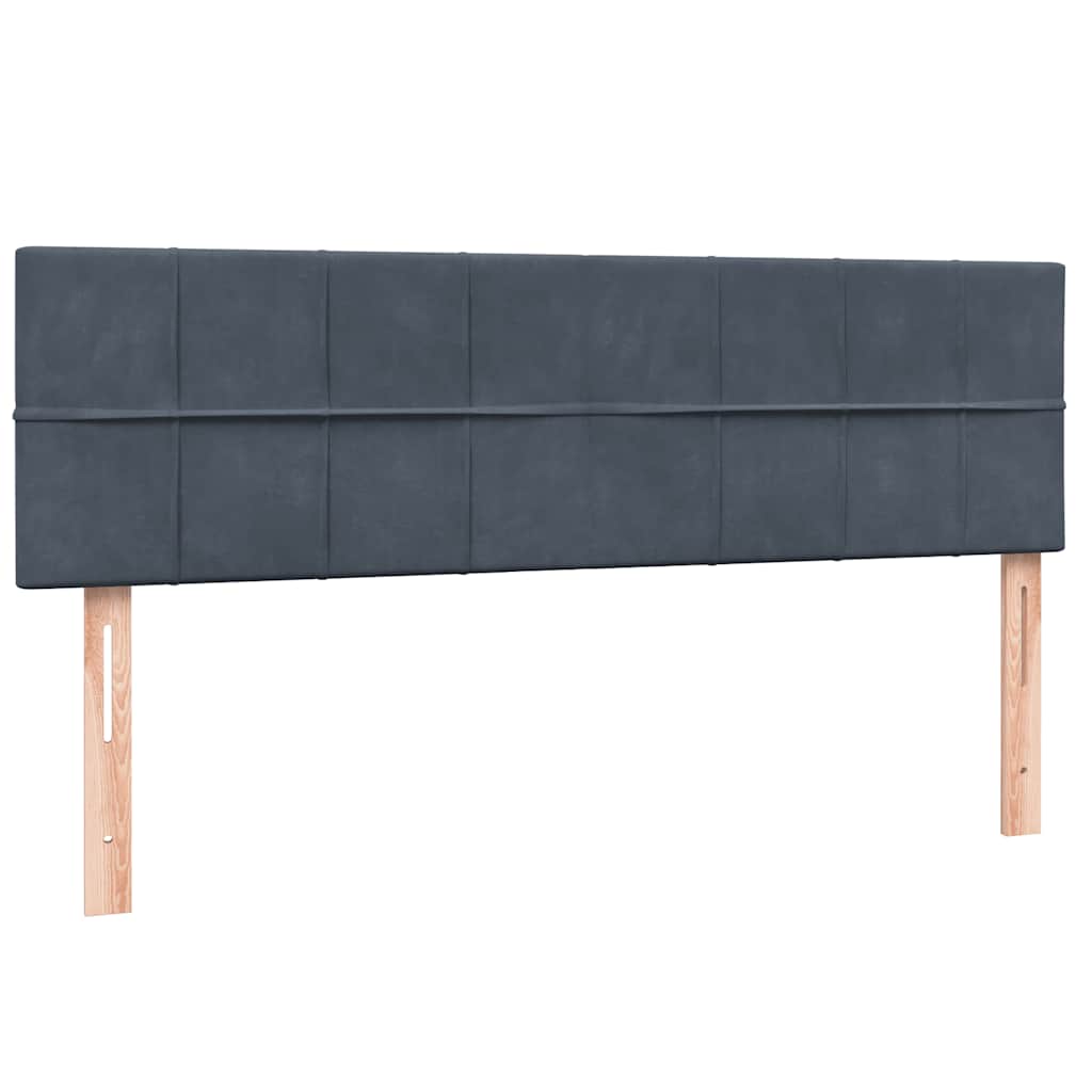 vidaXL Κρεβάτι Boxspring με Στρώμα & LED Σκούρο Γκρι 160x210 εκ. Βελούδινο