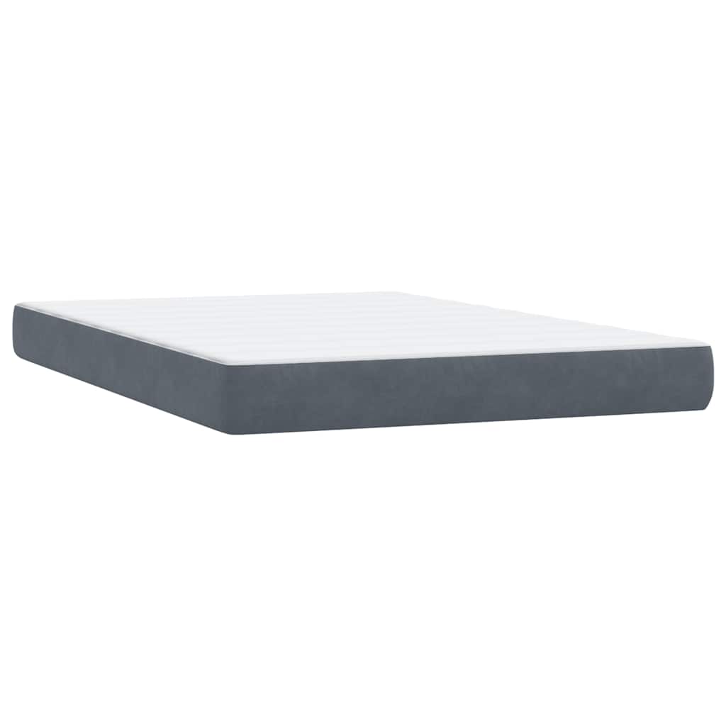 vidaXL Κρεβάτι Boxspring με Στρώμα & LED Σκούρο Γκρι 160x210 εκ. Βελούδινο