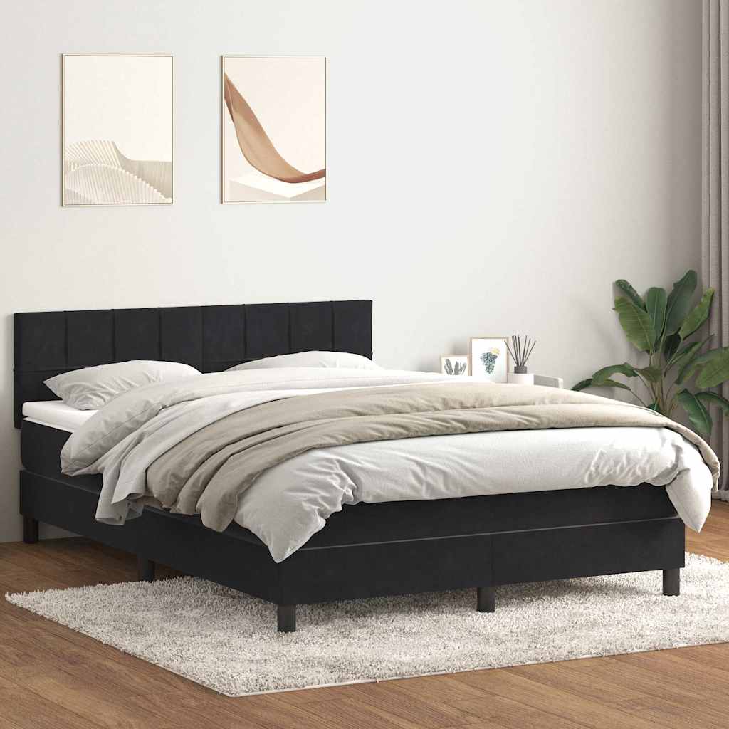 vidaXL Κρεβάτι Boxspring με Στρώμα & LED Μαύρο 160x210 εκ. Βελούδινο