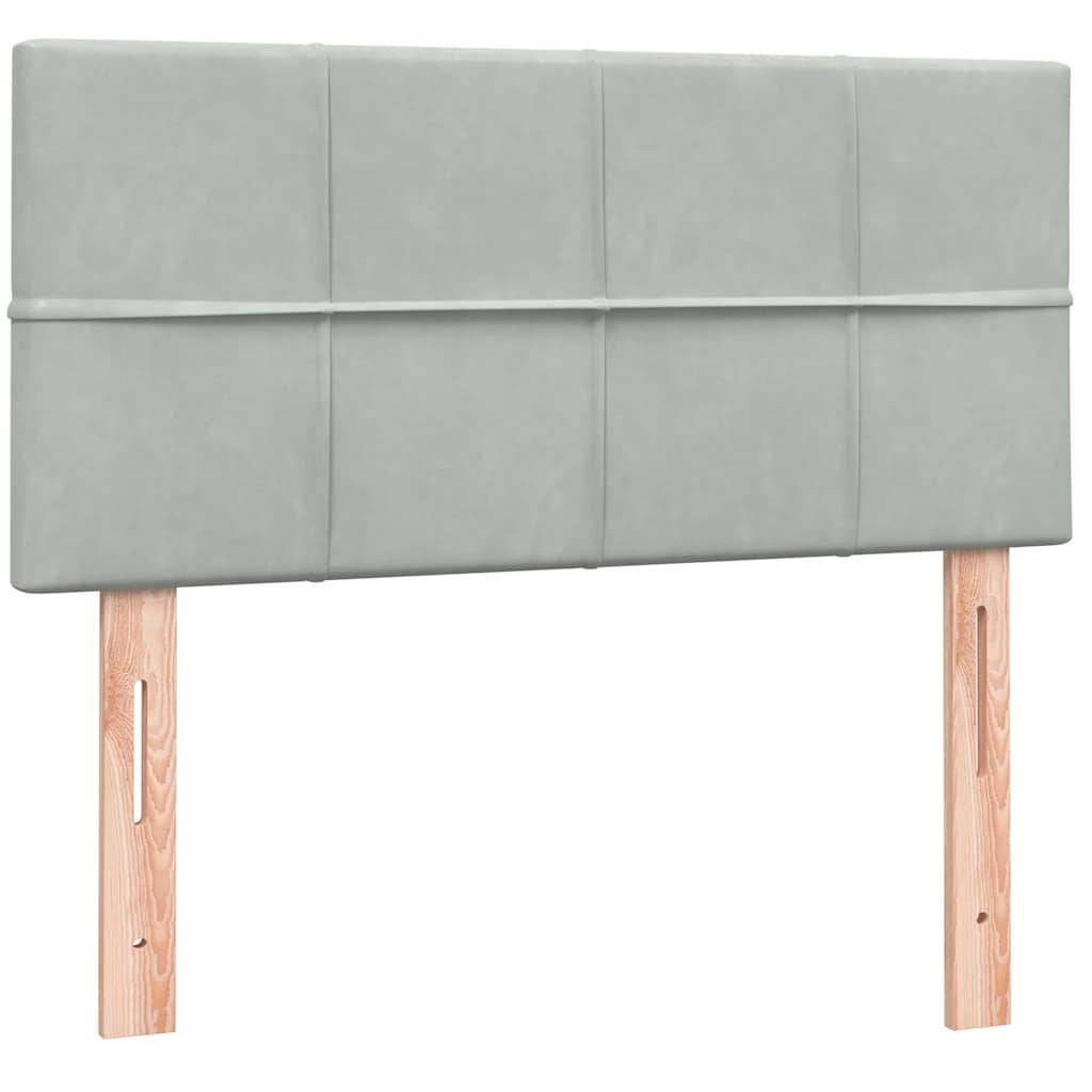 vidaXL Κρεβάτι Boxspring με Στρώμα & LED ανοιχτό γκρι 80x220 cm Βελούδινο