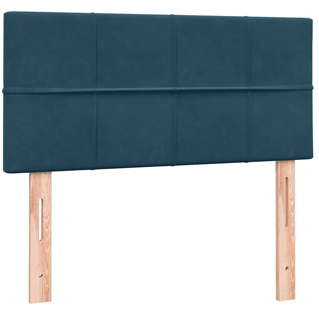 vidaXL Κρεβάτι Boxspring με Στρώμα & LED Σκούρο Μπλε 80x220 εκ. Βελούδινο