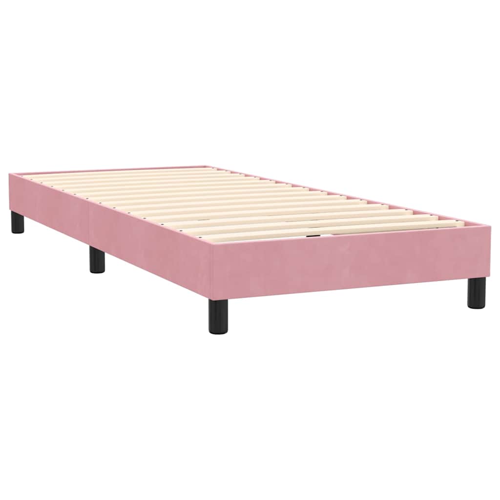 vidaXL Κρεβάτι Boxspring με Στρώμα & LED Ροζ 80x220 εκ. Βελούδινο