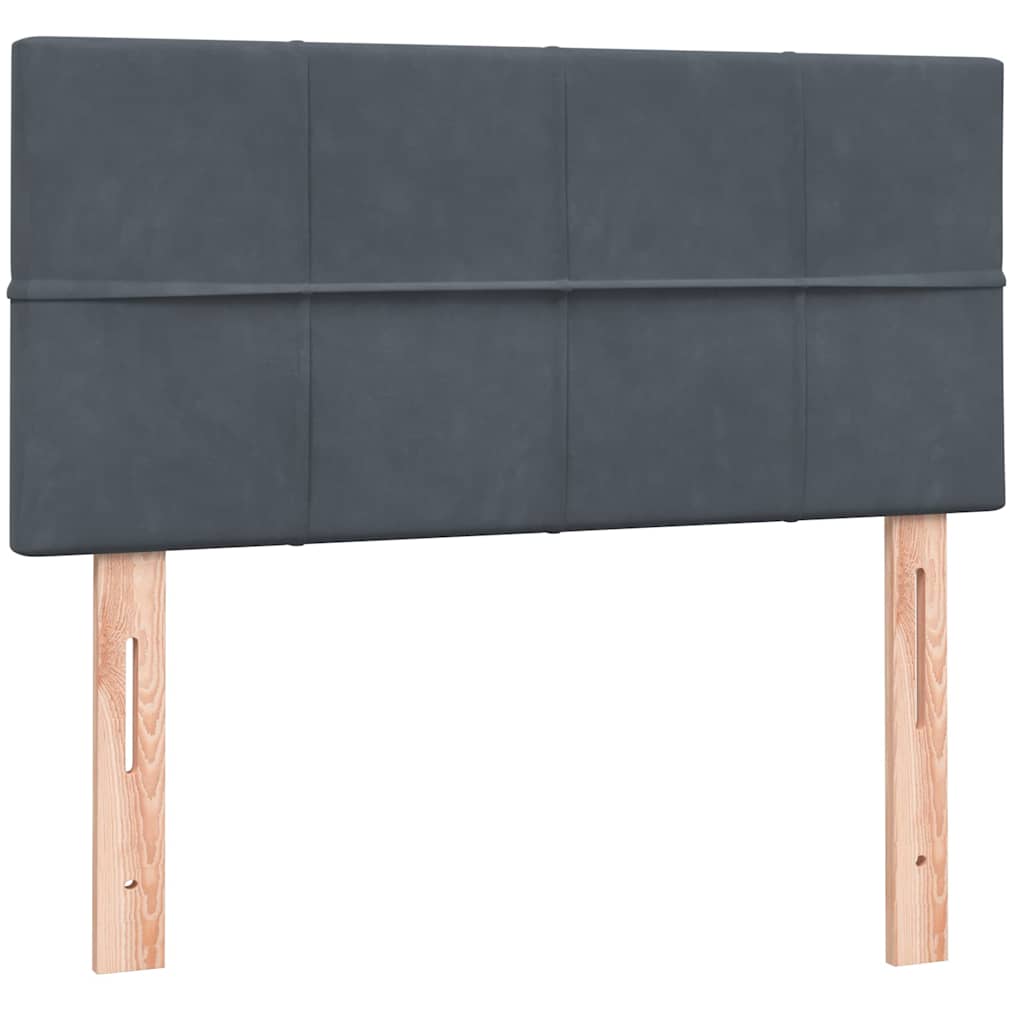 vidaXL Κρεβάτι Boxspring με Στρώμα & LED Σκούρο Γκρι 90x220 εκ. Βελούδινο