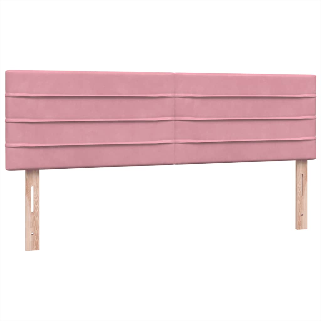 vidaXL Κρεβάτι Boxspring με Στρώμα & LED Ροζ 140x210 εκ. Βελούδινο