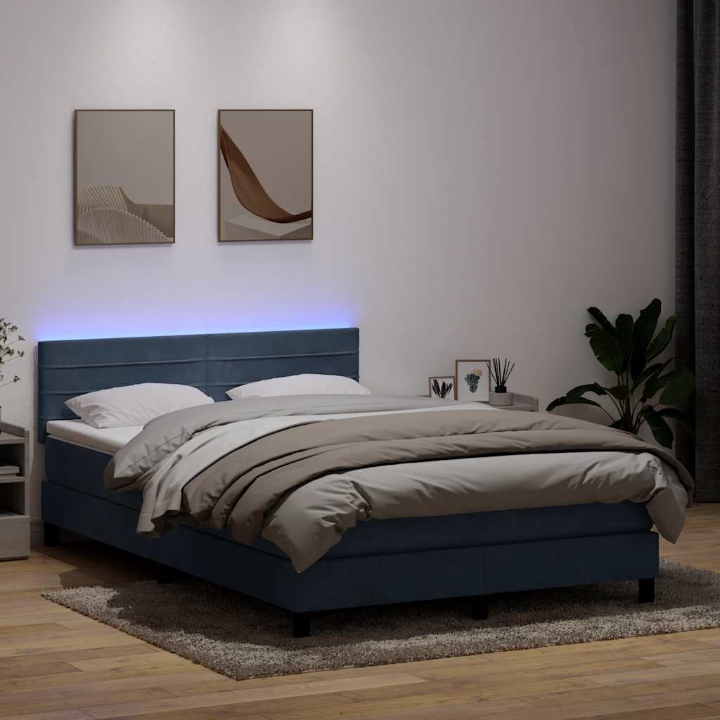 vidaXL Κρεβάτι Boxspring με Στρώμα & LED Σκούρο Γκρι 160x210 εκ. Βελούδινο