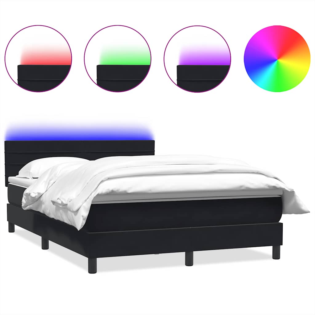 vidaXL Κρεβάτι Boxspring με Στρώμα & LED Μαύρο 160x210 εκ. Βελούδινο