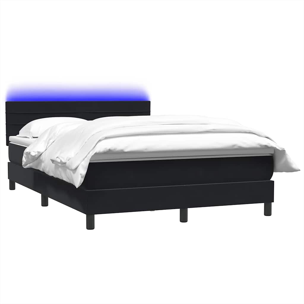 vidaXL Κρεβάτι Boxspring με Στρώμα & LED Μαύρο 160x210 εκ. Βελούδινο