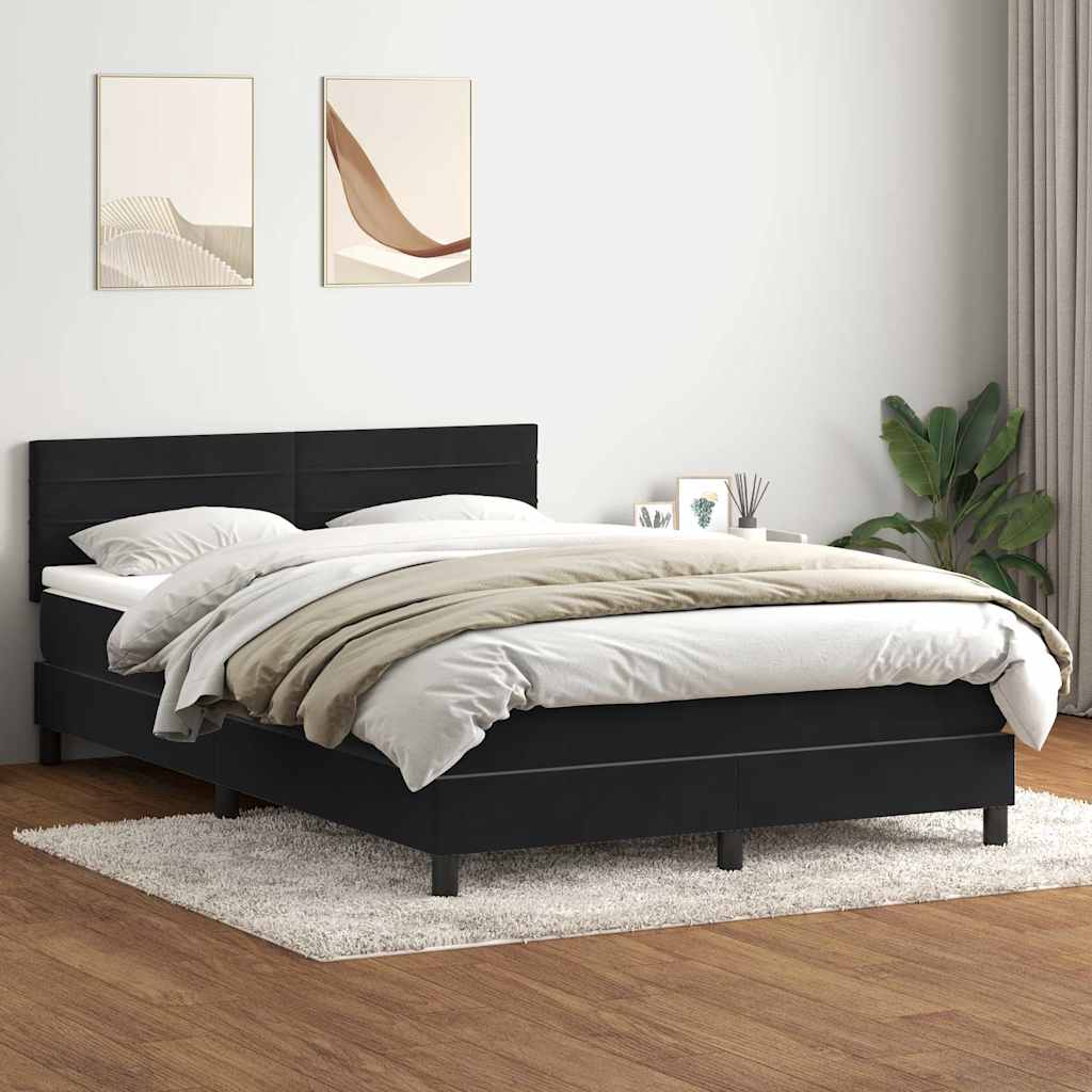 vidaXL Κρεβάτι Boxspring με Στρώμα & LED Μαύρο 160x210 εκ. Βελούδινο