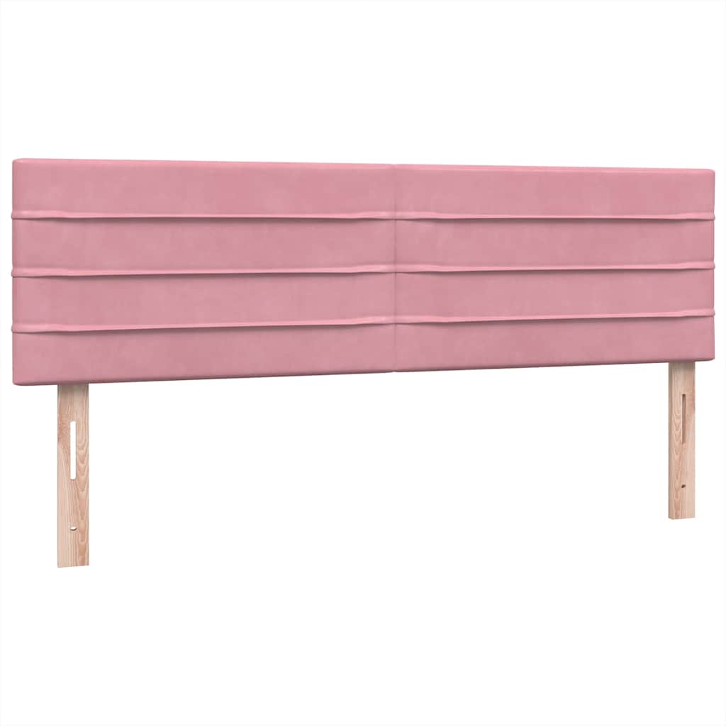 vidaXL Κρεβάτι Boxspring με Στρώμα & LED Ροζ 160x210 εκ. Βελούδινο