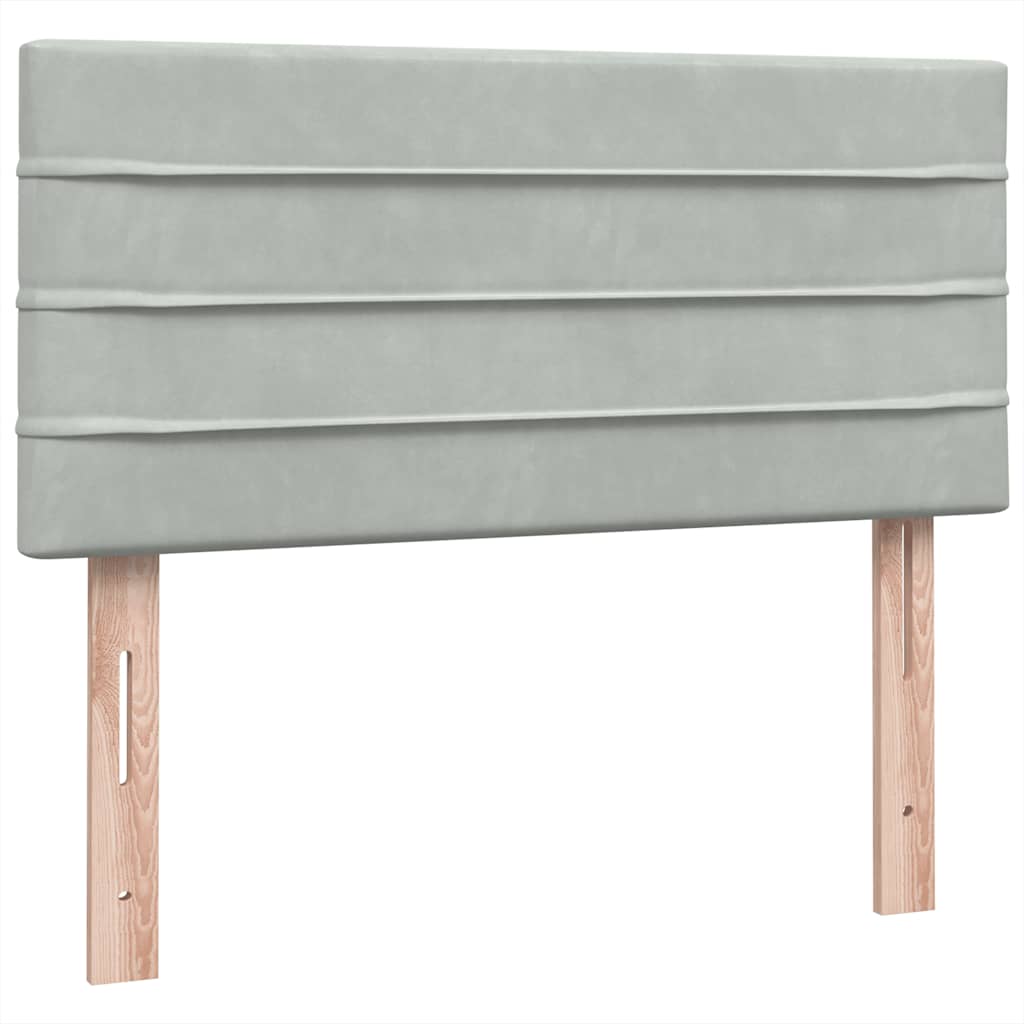 vidaXL Κρεβάτι Boxspring με Στρώμα & LED ανοιχτό γκρι 80x220 cm Βελούδινο