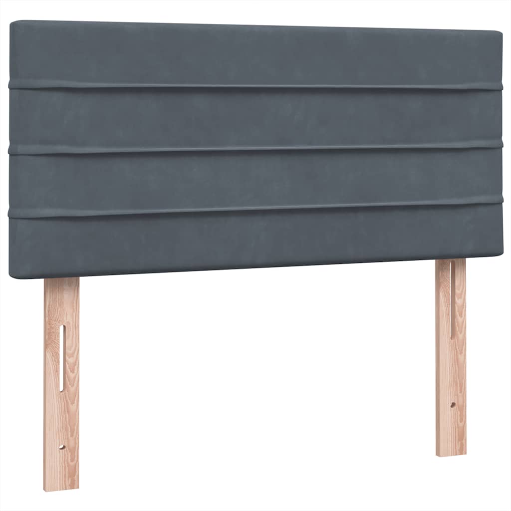 vidaXL Κρεβάτι Boxspring με Στρώμα & LED Σκούρο Γκρι 80x220 εκ. Βελούδινο