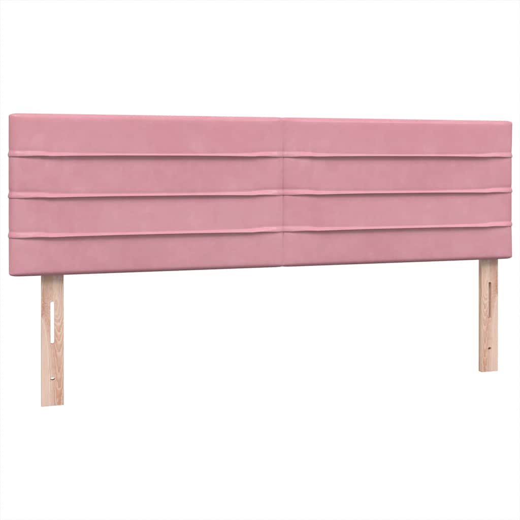 vidaXL Κρεβάτι Boxspring με Στρώμα & LED ροζ 140x220 cm Βελούδινο