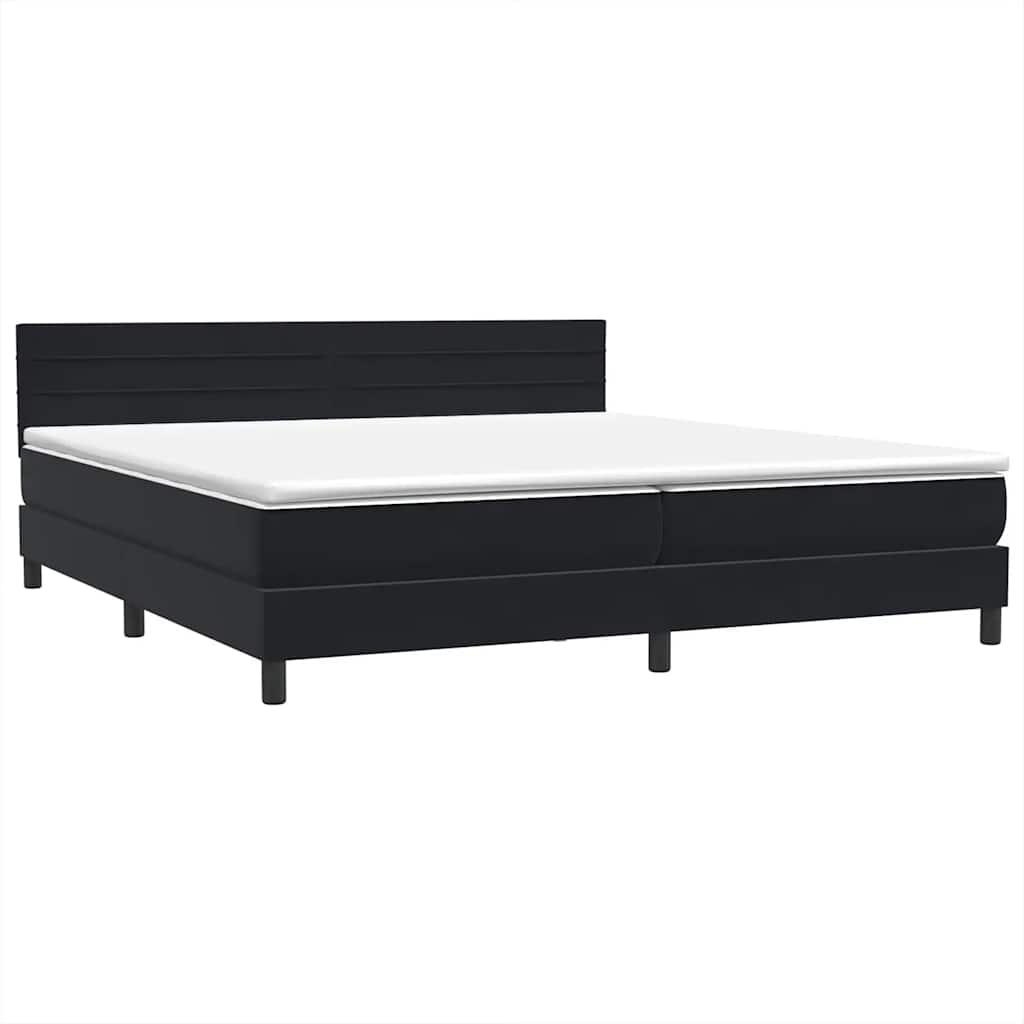 vidaXL Κρεβάτι Boxspring με Στρώμα & LED Μαύρο 180x220 cm Βελούδινο