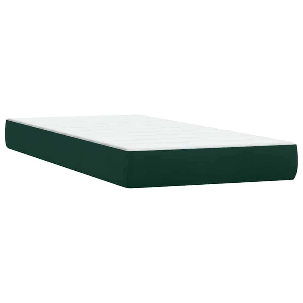 vidaXL Κρεβάτι Boxspring με Στρώμα & LED σκούρο πράσινο 180x220cm Βελούδινο