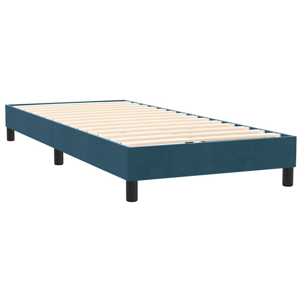 vidaXL Κρεβάτι Boxspring με Στρώμα & LED σκούρο μπλε 80x210 εκ. Βελούδινο