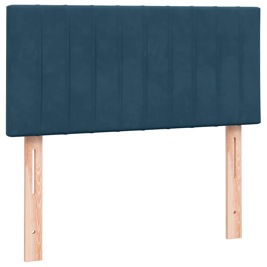vidaXL Κρεβάτι Boxspring με Στρώμα & LED σκούρο μπλε 80x210 εκ. Βελούδινο