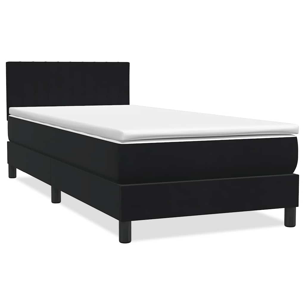 vidaXL Κρεβάτι Boxspring με Στρώμα & LED Μαύρο 90x210 εκ. Βελούδινο