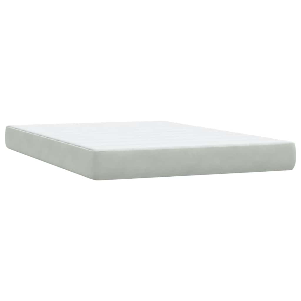 vidaXL Κρεβάτι Boxspring με Στρώμα & LED Ανοιχτό Γκρι 160x210 εκ. Βελούδινο
