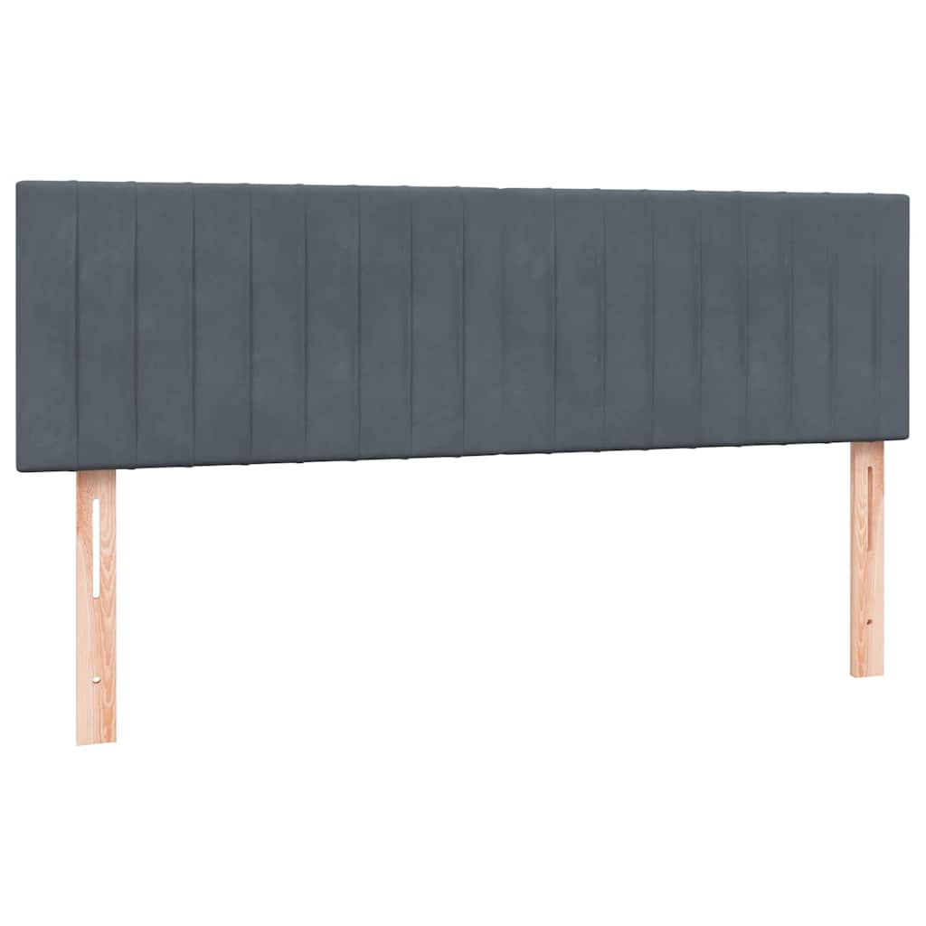 vidaXL Κρεβάτι Boxspring με Στρώμα & LED Σκούρο Γκρι 160x210 εκ. Βελούδινο