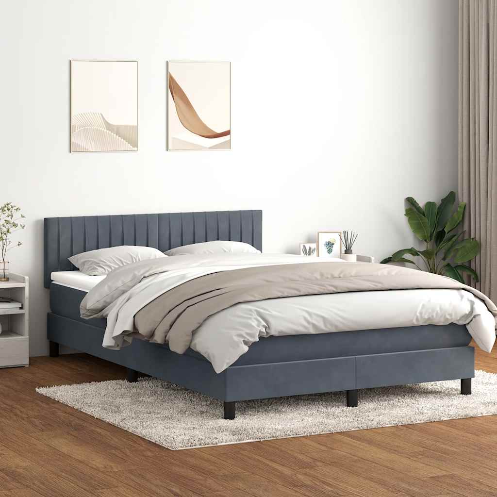 vidaXL Κρεβάτι Boxspring με Στρώμα & LED Σκούρο Γκρι 160x210 εκ. Βελούδινο