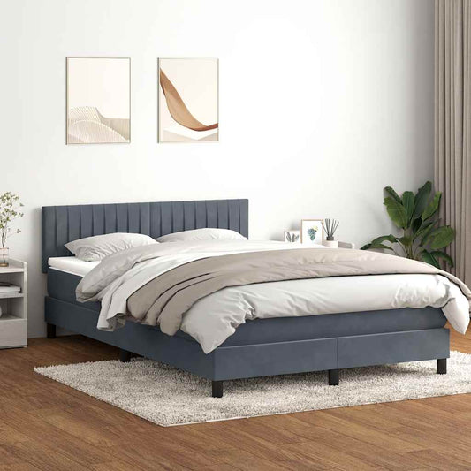 vidaXL Κρεβάτι Boxspring με Στρώμα & LED Σκούρο Γκρι 160x210 εκ. Βελούδινο