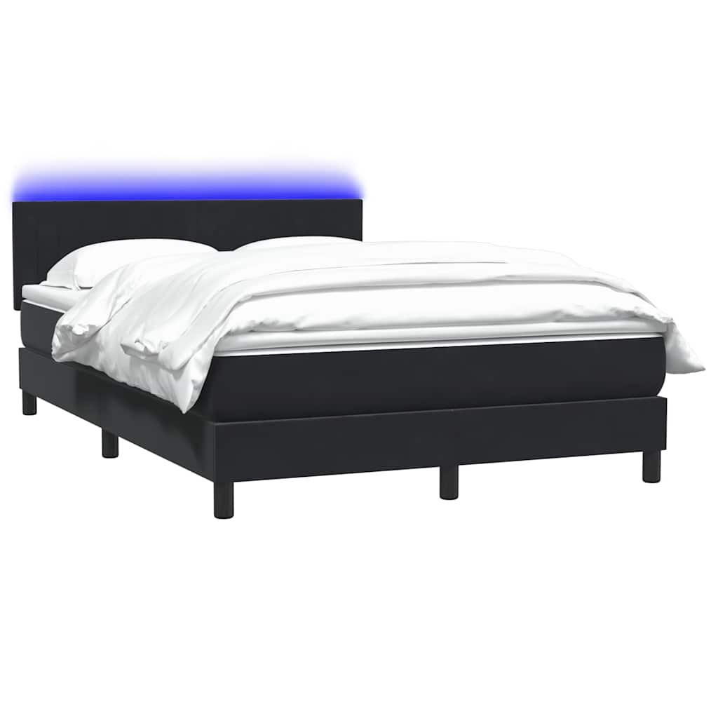 vidaXL Κρεβάτι Boxspring με Στρώμα & LED Μαύρο 160x210 εκ. Βελούδινο
