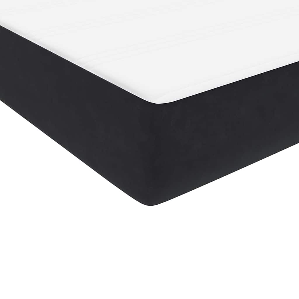 vidaXL Κρεβάτι Boxspring με Στρώμα & LED Μαύρο 160x210 εκ. Βελούδινο