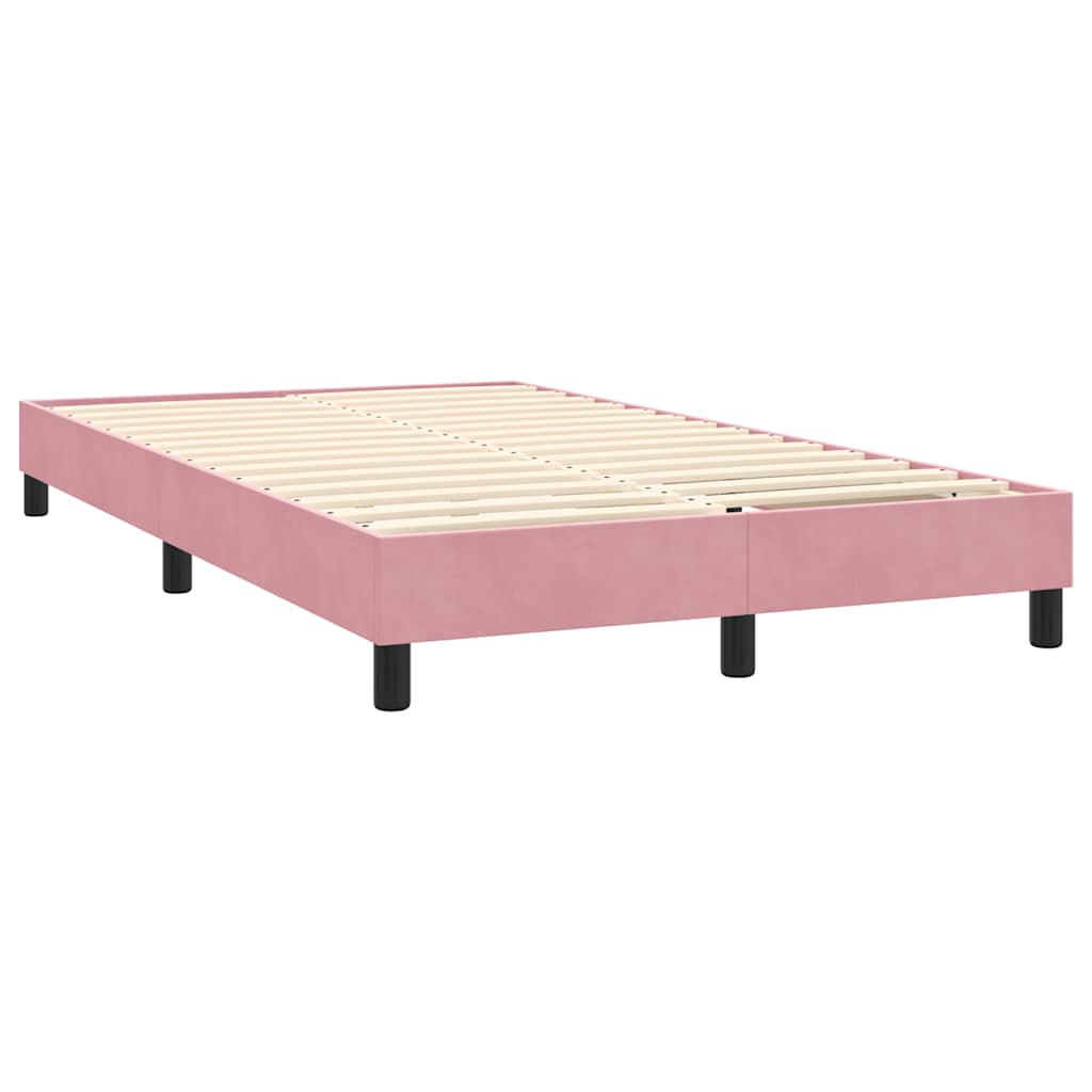 vidaXL Κρεβάτι Boxspring με Στρώμα & LED Ροζ 160x210 εκ. Βελούδινο