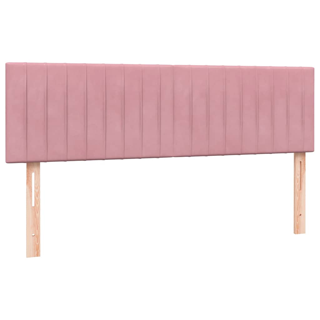 vidaXL Κρεβάτι Boxspring με Στρώμα & LED Ροζ 160x210 εκ. Βελούδινο