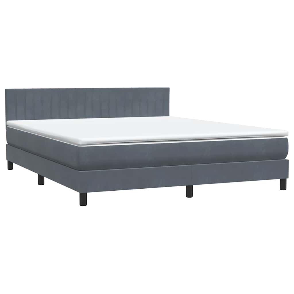 vidaXL Κρεβάτι Boxspring με Στρώμα & LED Σκούρο Γκρι 180x210 εκ. Βελούδινο