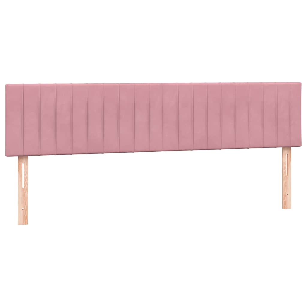 vidaXL Κρεβάτι Boxspring με Στρώμα & LED Ροζ 180x210 εκ. Βελούδινο