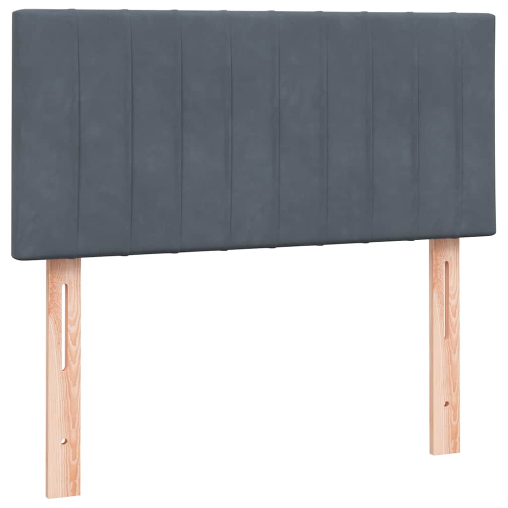 vidaXL Κρεβάτι Boxspring με Στρώμα & LED Σκούρο Γκρι 90x220 εκ. Βελούδινο