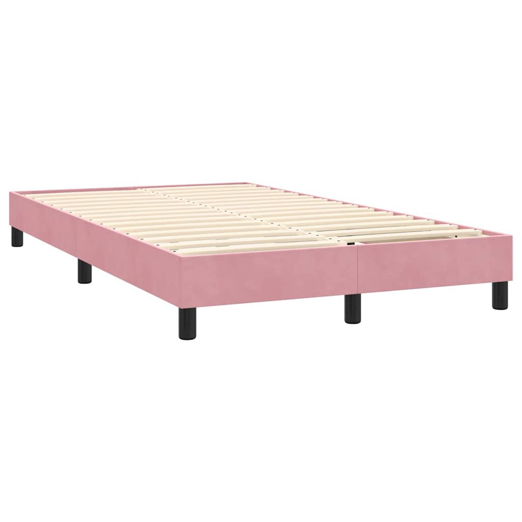 vidaXL Κρεβάτι Boxspring με Στρώμα & LED ροζ 120x220 cm Βελούδινο